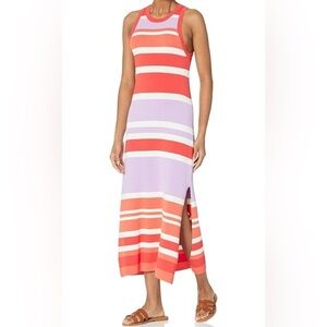 The Drop Gabriela High Neck Cut-In A-line Side-Slit Maxi Sweater Dress Med NWT